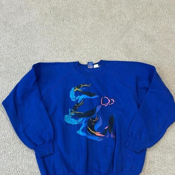 Vintage ocean pacific sweatshirt crewneck blue teal‎ graphic print surfer beach - Picture 1 of 4